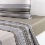Modernist Stripe From Hugo Boss, Organic Cotton Sateen 18" Pocket Fitted Sheet. Fixed Price $185.00.