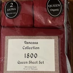 Vanessa Collection 1800 Queen Sheet Set Red Organic 100% Cotton Touch. Fixed Price $32.00.