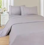 4-PIECE Silver Solid 75 Thread Count Polyester Full Sheet Set. Fixed Price $51.20.