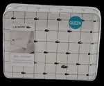 New Lacoste Queen Size Sheet Set 100% Cotton Percale Crocodile Logo White. Fixed Price $59.00.