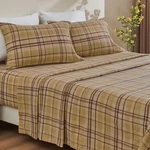 Ivellow Flannel Sheets Size Deep King, 4 Pcs Set - Khaki Plaid. Fixed Price $59.99.