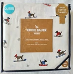 Eddie Bauer 100% Cotton Flannel Queen Sheet Set Dogs Snowboard Ski Patrol New. Fixed Price $79.88.