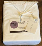 Laura Ashley 100% Cotton Percale White Sheets W/ Embroidered Hearts Pink Queen. Fixed Price $59.99.