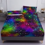 Rainbow Galaxy Queen Fitted Set Space Bedding For Sheets 3PCS 1 Dee.... Fixed Price $48.72.