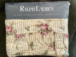Vintage New Nos Ralph Lauren Sophie Floral Yellow Stripe Twin Flat Sheet Ruffle. Fixed Price $35.00.