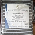 Destiny Crescent Bedding Knit Jersey Sheet Set Twin Xl Gray White Stripes. Fixed Price $12.99.