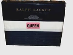 Ralph Lauren Blanc Bleu Wilford Queen Flat Tuxedo Pleat Sheet White Navy $185. Fixed Price $43.12.