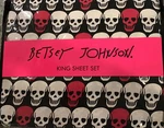 Betsey Johnson King Sheet Set Skulls Black W/ Pink/ White Microfiber Nip. Fixed Price $72.99.