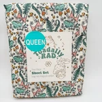 Toadally Rad Queen Sheet Set 4 Piece Frog Mushroom Fern Floral. Fixed Price $60.00.
