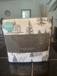 New Beekman Home Queen Turkish Flannel Sheet Set 100% Cotton Cabin Tree Print. Fixed Price $48.94.