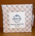 Patina Vie 100% Cotton Sheet Set, Queen, White/terracotta Pattern. Fixed Price $55.00.