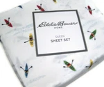 Eddie Bauer Home Cotton Kayaker Rowing Sports Queen Sheet Set New. Fixed Price $44.40.