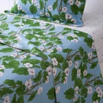 Nwt Yves Delorme Flat Sheet Hanae White Blue Green Flowers Floral Organic France. Fixed Price $175.00.
