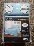 New! 6 Piece Organic Bamboo King Size Sheet Set Blue - Deep Pockets, Egyptian. Fixed Price $32.50.