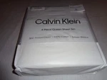 New Calvin Klein Queen Xdeep 18" Sheet Set 100% Cotton Sateen WEAVE-300TC -white. Fixed Price $74.98.