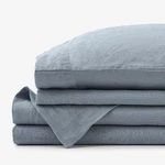 Premium Breathable Washed Linen Solid Bed Sheet Set - Dusty Blue, Twin.... Fixed Price $210.90.