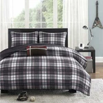 New! Cozy Classic Black Red Grey White Plaid Stripe Lodge Sporty Boy Quilt Set. Fixed Price $106.32.