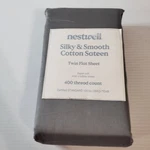 Nestwell Cotton Sateen Silky & Smooth 400 Thread Count Twin Flat Sheet Gray. Fixed Price $27.99.
