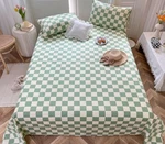 Sage Plaid Set Queen Size Chessboard Grid Fitted Sheets With Pillowcases - Bu.... Fixed Price $59.84.