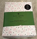 Kate Spade Queen Sheet Set - Holiday Bows And Polka Dot Ballet Pink. Fixed Price $64.95.