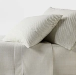 Threshold King Green Striped Sheet Set Organic Percale Cotton 250TC. Fixed Price $79.00.