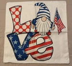 Patriotic Throw Pillow Cover 18"X18" 4TH Of July Gnome "love" Stars-stripes. Fixed Price $8.50.