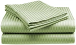 Queen Size Sage 400 Thread Count 100% Cotton Sateen Dobby Stripe Sheet Set. Fixed Price $24.99.