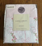 Laura Ashley Queen Sheet Set 100% Cotton Percale Floral Ribbon Pink White New. Fixed Price $73.95.
