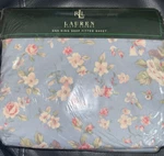 Ralph Lauren Shelter Island Blue Pink Floral King Size Deep Fitted Sheet Nip. Fixed Price $149.99.