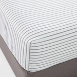 California King 400 Thread Count Performance Fitted Sheet Navy Stripe. Fixed Price $19.99.