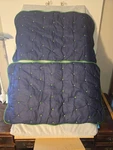 Kate Spade King Pillow Shams (2) Navy Blue Green Trim Quilted Polka Dot Cotton. Fixed Price $39.99.