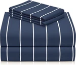 4 Pc Queen Size Sheet Set Breathable Luxury Deep Pocket Striped Navy Color. Fixed Price $45.81.