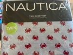 Nautica Twin Sheet Set Nip Crabs And Pinstripes Easy Care Cotton/poly Blend. Fixed Price $24.00.