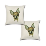 Set Of 2 Pillow Covers 18X18, Chihuahua Dog Cotton Linen Fabric Portrait Cor. Fixed Price $9.49.