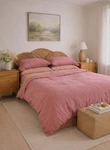 100% Organic French Linen Fitted Sheet +2 Pillowcases Queen Size Set Pink Clay. Fixed Price $99.00.
