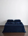 100 % Navy Blue Linen Flat Sheet King Queen Twin And Other Sizes 3 Piec Set. Fixed Price $139.00.