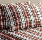 Pottery Barn Denver Plaid Organic Flannel Full Sheet Set Holiday Christmas Red. Fixed Price $89.99.