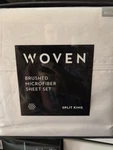 Malouf Woven Brushed Microfiber Sheet Set White 5 Piece Split King - New. Fixed Price $39.99.