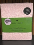 Kate Spade Queen 4PC Sheet Set Cotton Percale Pink W/ White Outline Hearts Nwt. Fixed Price $59.99.