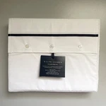 Ralph Lauren Organic Cotton Percale Palmer White/polo Navy King Flat. Fixed Price $44.95.