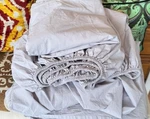 Set Parachute Cotton Gray King Ck Bedding Flat & Fitted Sheet + 2 Pillow Sham. Fixed Price $129.00.