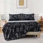 Yibeizi Black Floral Printed Set King, Dark Botanical Pattern Bed. Fixed Price $41.16.