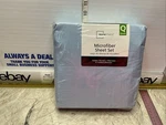 Mainstays Microfiber 4 Pc Sheet Set Queen Light Blue Flat Fitted Pillow Bedding. Fixed Price $26.43.
