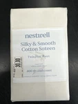 Nestwell Silky & Smooth Cotton Sateen Twin Flat Sheet 400TC Egret New. Fixed Price $21.95.