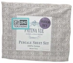 Patina Vie Queen Sheet Set 4PC Percale 100% Cotton Flowering Vtr Gray Medallion. Fixed Price $74.55.