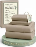 100% Organic Cotton Sheets Set Pure Long- Staple Percale Weave Bedding For .... Fixed Price $57.43.