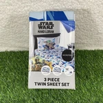 Disney Star Wars Mandalorian Baby Yoda Classic 3 Piece Twin Sheet Set White Blue. Fixed Price $29.99.