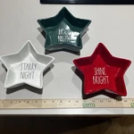 Rae Dunn Christmas Starry Shine Holy Night 3 Shaped Serving Bowl Set. Fixed Price $36.00.