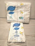 Vtg Thomaston New Era Scallop Floral Stripe Double Fitted Sheet & 2 Pillow Cases. Fixed Price $24.95.