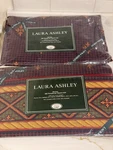 Vintage Laura Ashley Hamilton Full/double Sheets Fitted Flat Navy Burgundy New. Fixed Price $72.00.